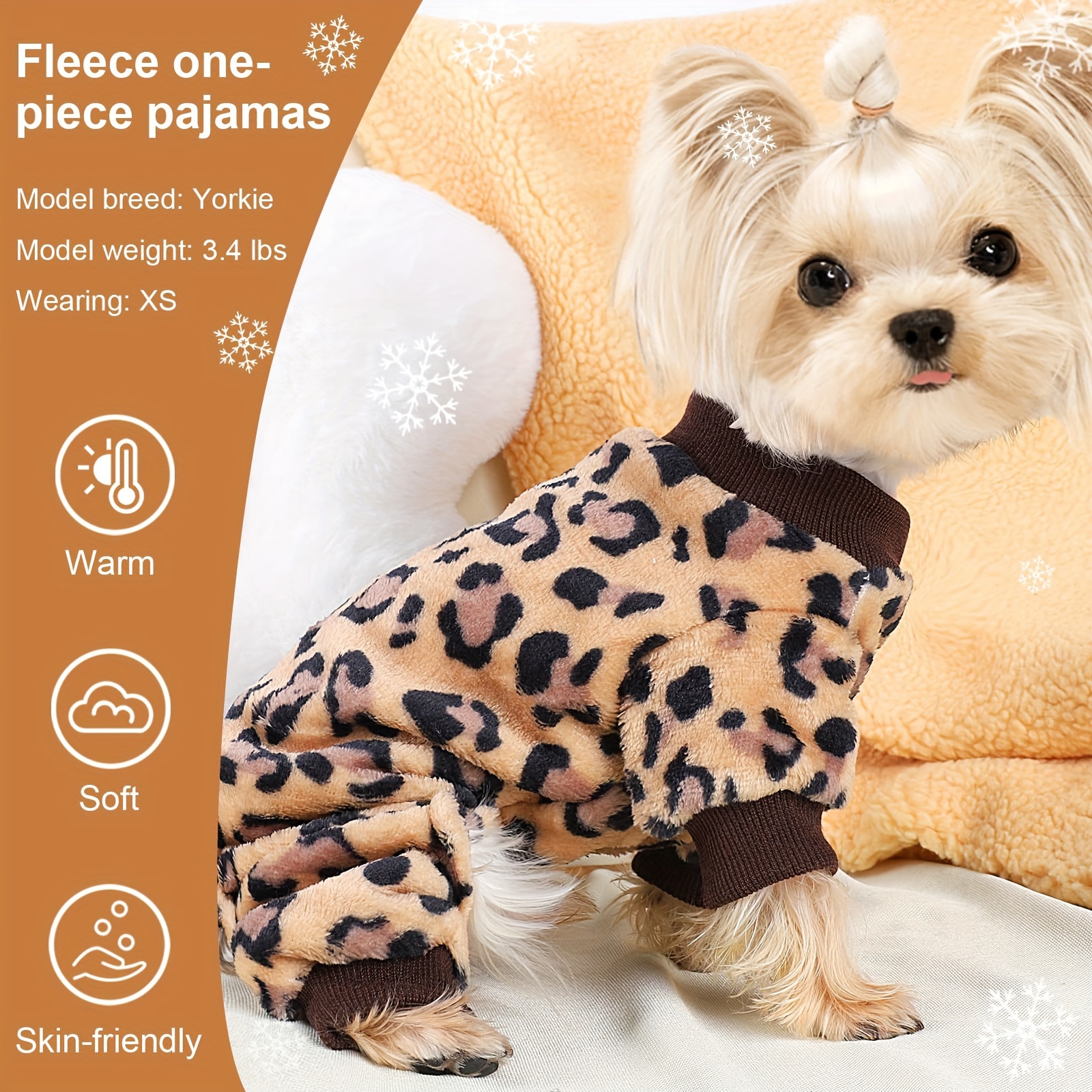 leopard print fleece dog onesie warm pet jumpsuit small dogs