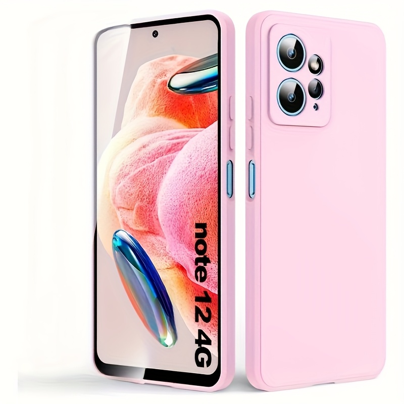 

Coque compatible avec 4G, TPU fin et souple anti-chute, texture mate, design à bords droits - Couleur unie - Rose/Bleu roi.