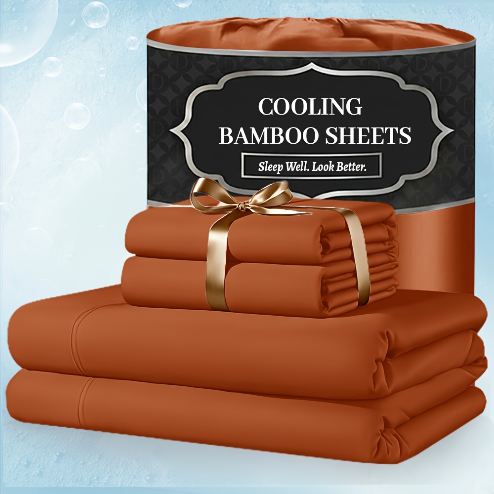 TEMU For Extra Deep Pocket Queen Size Sheets - 3/4pcs Breathable And Cooling Bamboo Bed Sheet Set, Luxury, Soft Wrinkle-free For Extra Deep