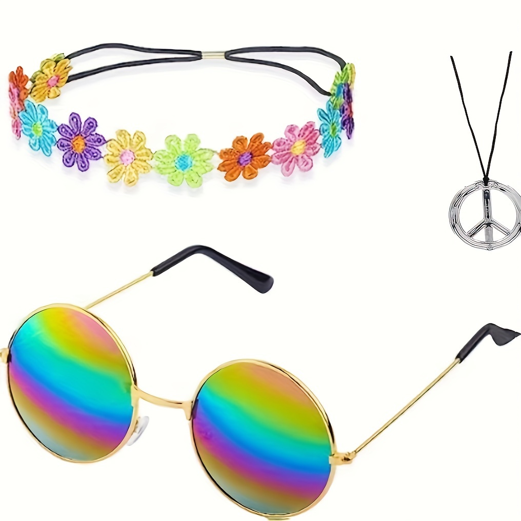  16 pares de gafas redondas hippie, coloridas gafas retro hippie,  estilo 60, gafas circulares para recuerdos de fiesta, Conjunto de colores  arcoíris : Ropa, Zapatos y Joyería