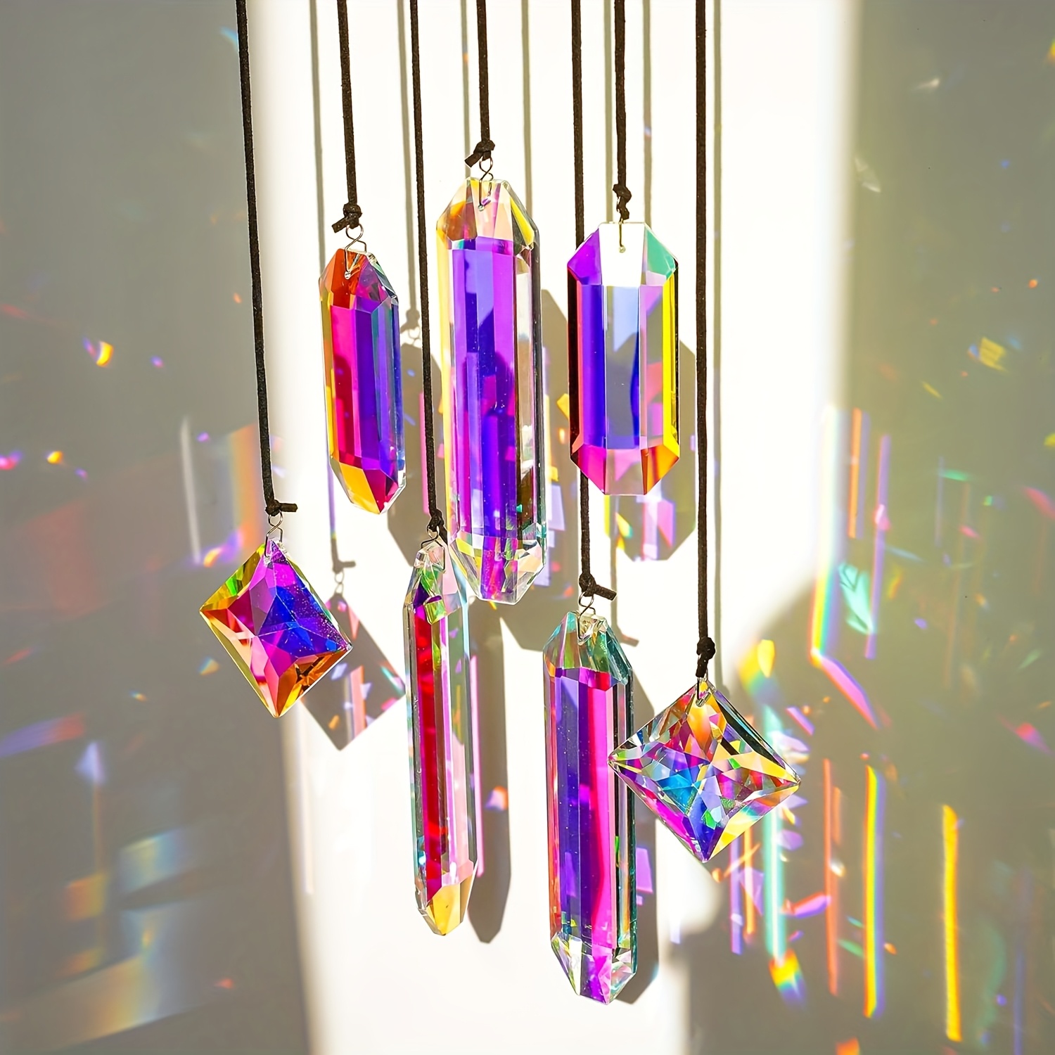 Set Of 7 Rainbow Suncatchers For Windows - Crystal Prism For Home Decoration, Sunlight Rainbow Creator, Perfect Gifts For Mother's Day/birthdays, Easy To Hang Stained Glass Decoration