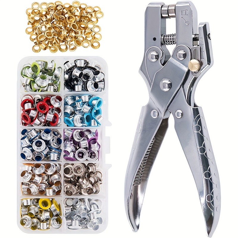 

401pcs (11 Colors) 3/16in Grommet Tool Kit Grommet Eyelet Plier Set Eyelet Hole Punch Pliers Grommet Hand Press Pliers With 300pcs Of Grommets Eyelets For Shoes Clothes Bags Craft Supplies