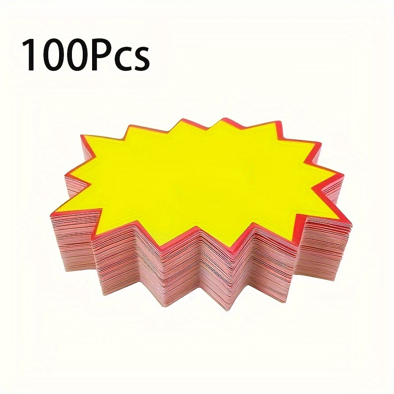 

100pcs Yellow Starburst Price Tags 7cm X 5.0cm - For Retail, Grocery & Supermarket Display