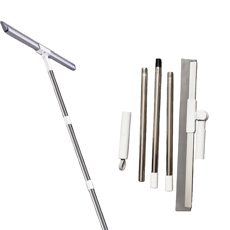 TEMU Heavy-duty Floor Scraper Broom With 18-inch Toothed Scraper Head, Multifunctional 2-in-1 Thickened Silicone Cleaning Tool, Pet Hair, Dust, And