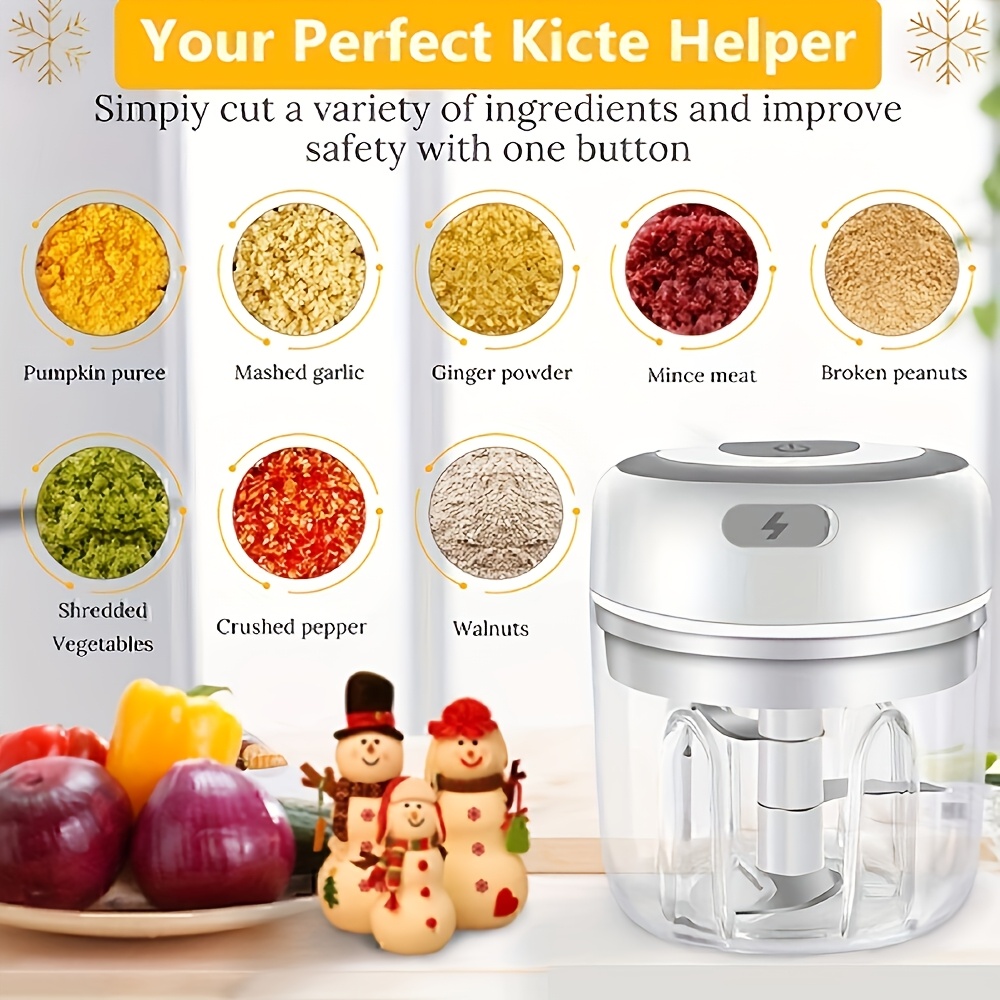 stainless steel electric mini garlic chopper mincer 8 45oz 250ml usb portable meat grinder for nuts vegetables fruits easy to clean cordless kitchen tool father gift Product details 0