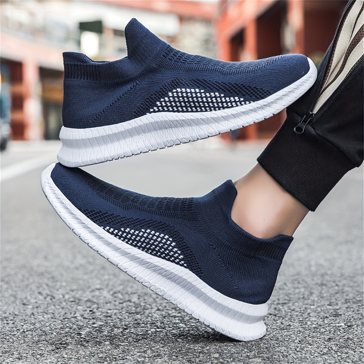 1 Pair Men's Breathable Casual Sneakers, All-Season Slip-On Footwear with EVA Sole and Fabric Insole for Hiking & Everyday Use