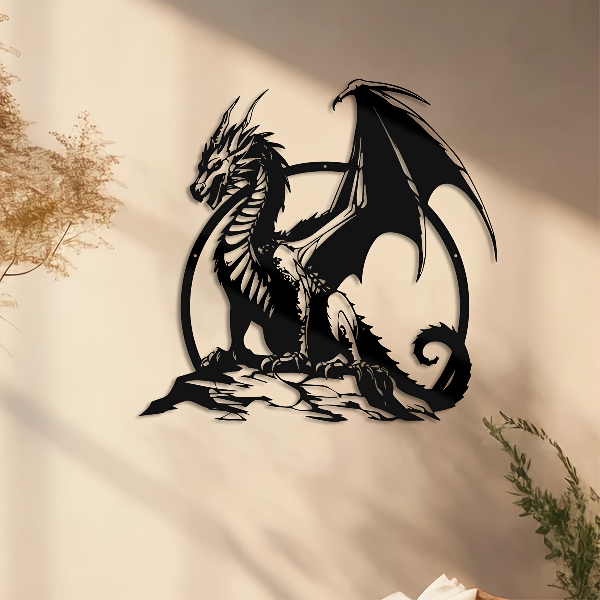 

Art de Dragon en Métal Moderne Unique de 15.7" x 15.1" - Panneau de Décoration Créatif pour , Cadeau pour Pendaison de Crémaillère ou Année du