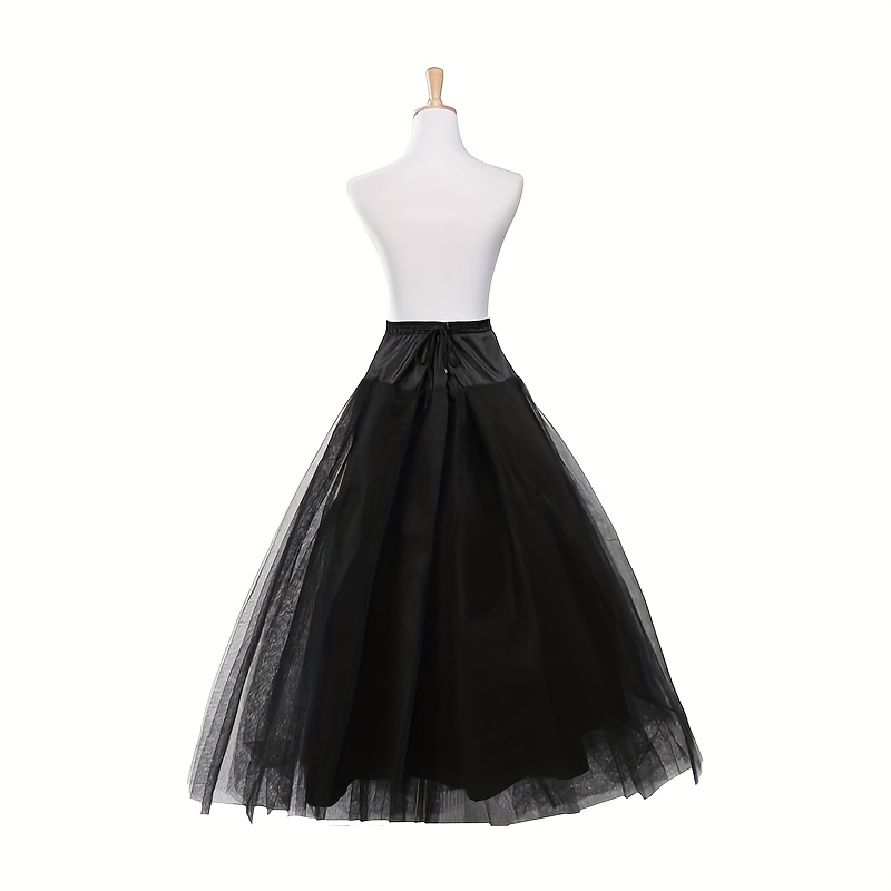 

Black A-line Petticoat - Boneless, Floor-length Skirt Support For Weddings, Parties & Halloween Costumes - Hand Washable Polyester, Bride Accessories, Full-length, Inner Lining