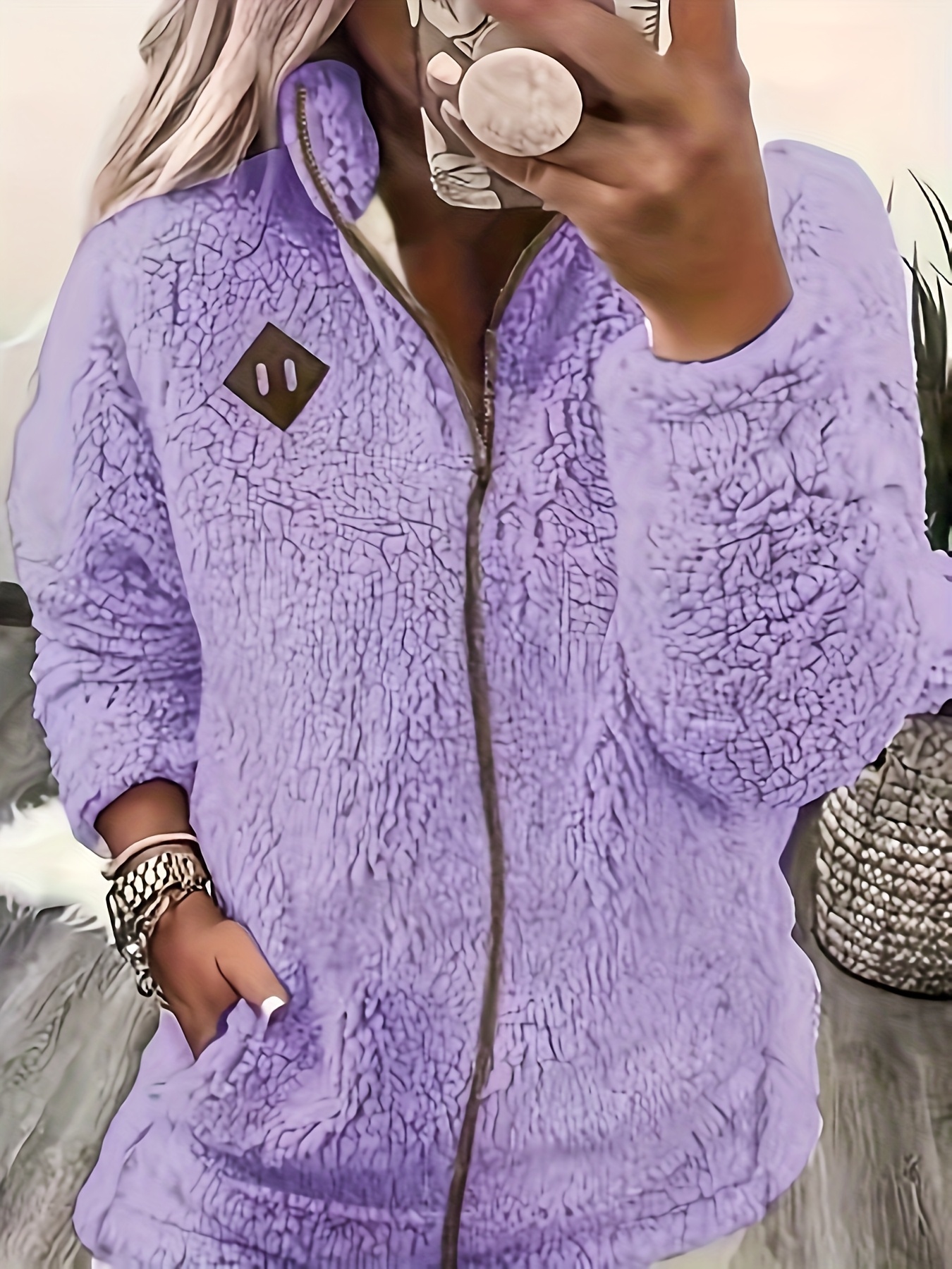 Dames Pluche Fleece Gevoerde Winterjas met Volledige Ritssluiting & Opstaande Kraag - Zachte Rode Jas, Volledige Lengte Rits aan de Voorkant, Machinewasbaar