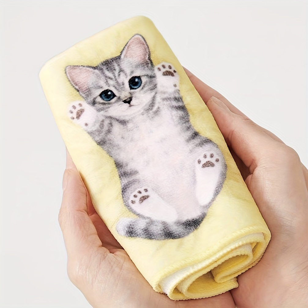 

Adorable Cat-themed Quick-dry Hand Towel - Super Absorbent, Lightweight & Portable For Travel, Home, Office Use - Perfect Gift For Cat Lovers