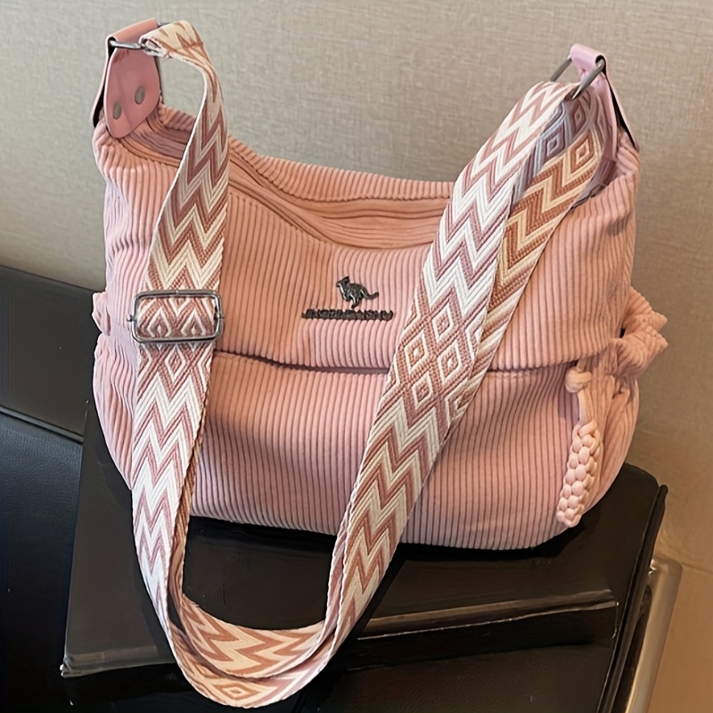 Mini Women's Fashion Corduroy Multi-compartment Multi-zip Shoulder Bag With Adjustable Strap, Perfect For Daily Use, Shopping, And , Spacious Handbag, Gift For