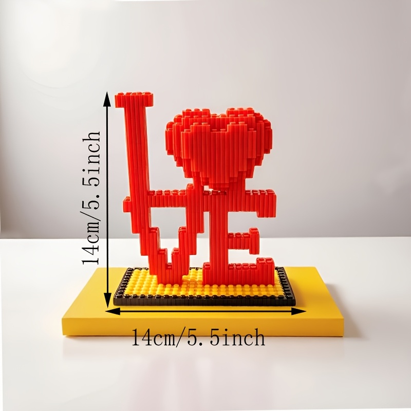 LOVE Heart Building Block Ornament Set, Educational 3D Puzzle