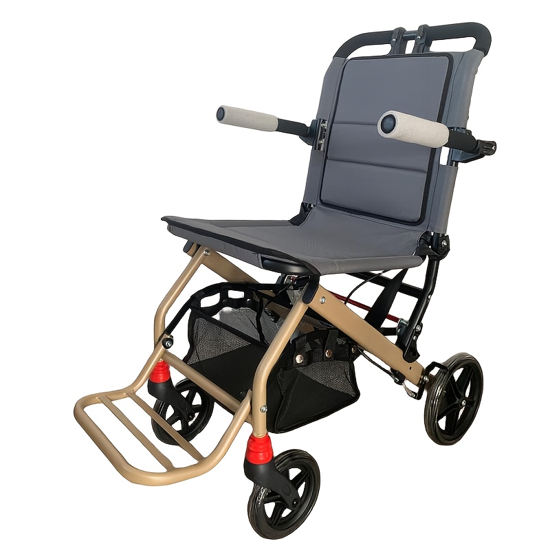 PERFCARE Lightweight and elegant mobility shopping cart with basket, chair and opening armrests, easy to carry and comfortable sitting experience, sturdy, smooth braking system, one-step folding and unfolding, luggage storage, suitable for travel