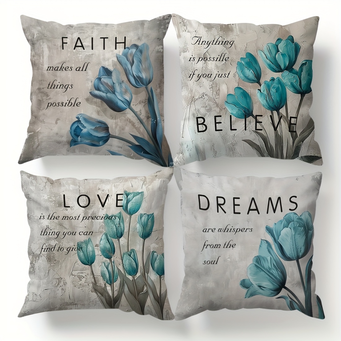 TEMU Colección de 4 fundas de azul de un solo de 45* para decoración del hogar, sofá y estilo de
