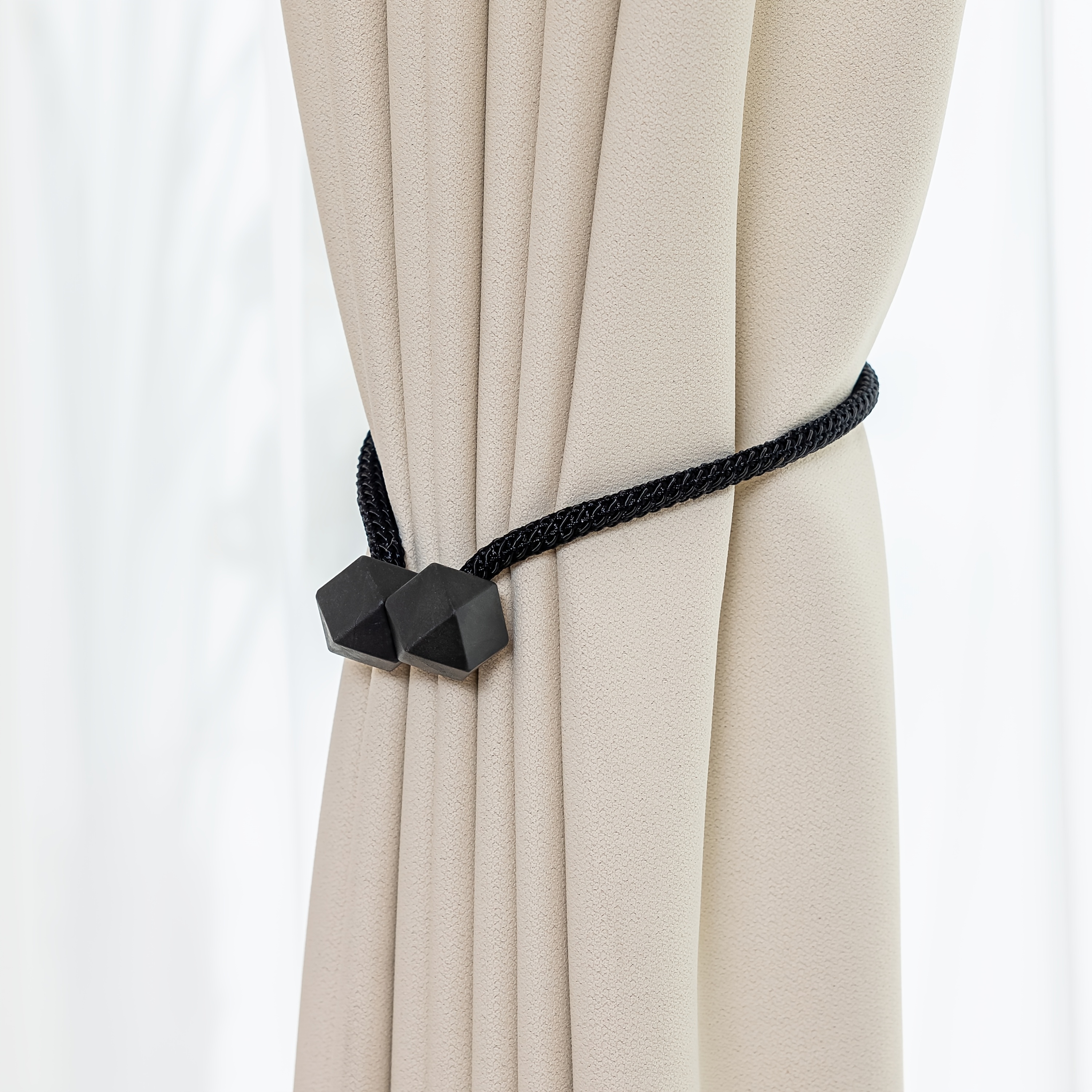 4pcs Modern Magnetic Curtain Tiebacks - Adjustable, Strong Hold for Bedroom & Living Room Decor