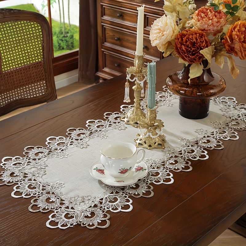 TEMU 1pc Linen Tablecloth, Farmhouse Style Tablecloth, Tabletop Decor, B&b Decor, Rustic Style, Room Decor, Dining Room Decor, Suitable For Coffee