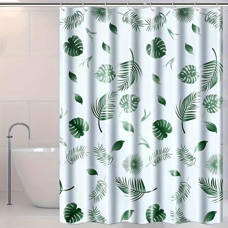 

Tropical Floral Waterproof Shower Curtain With Hooks And Cushioned Liner - , Easy-clean Bathroom Decor, Best For Christmas