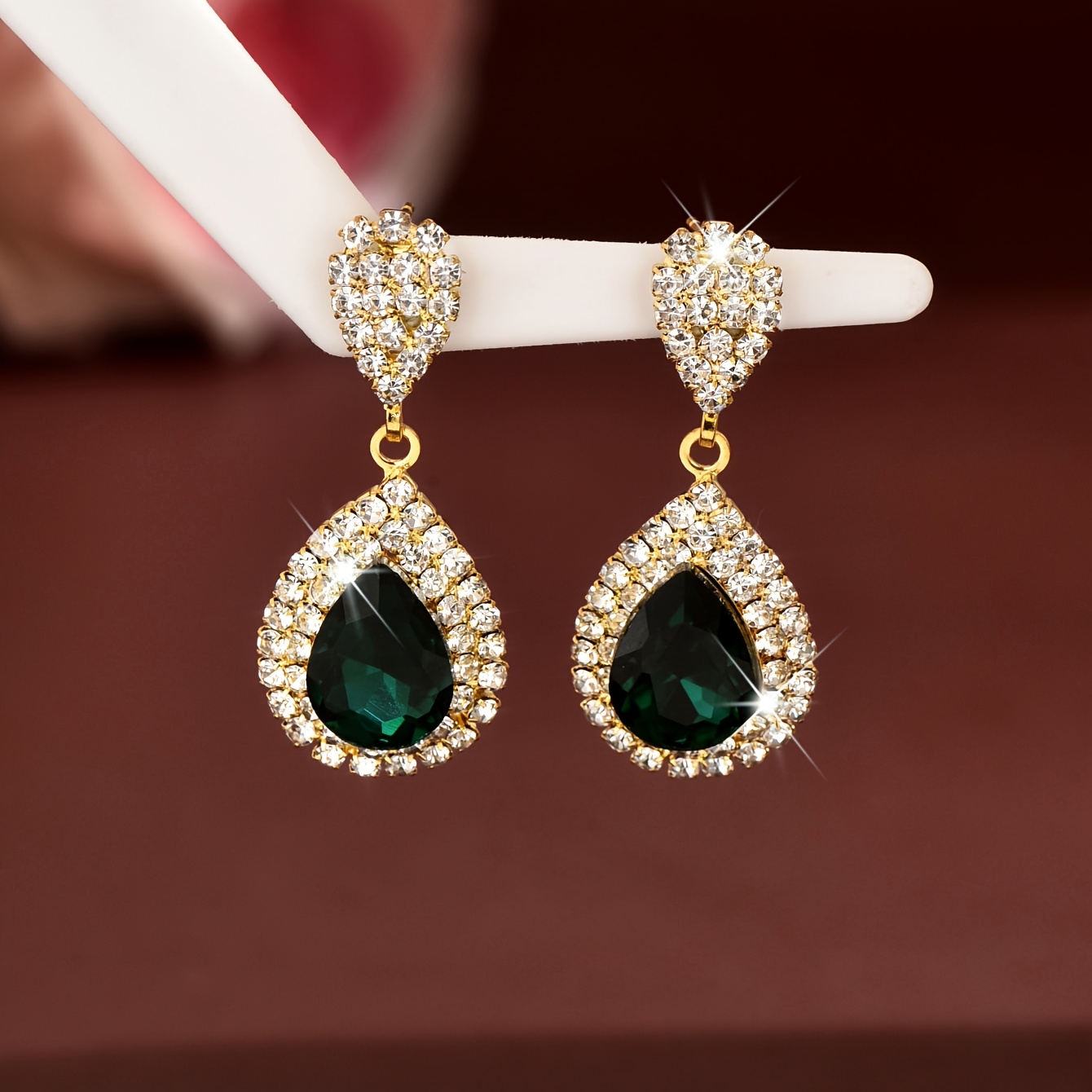 Retro Style Sparkling Water Drop Earrings