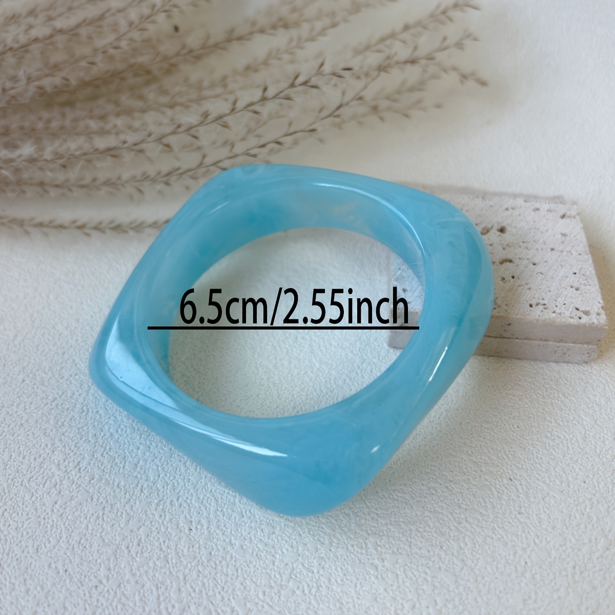 3pcs Glossy Blue Resin Women's Bracelet Set, Versatile Style
