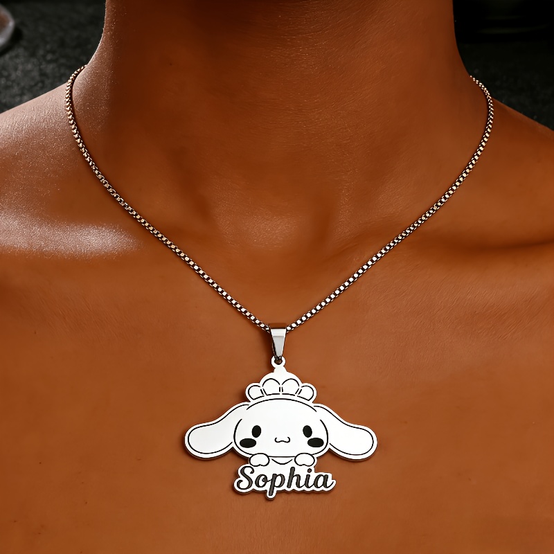 Customized Cartoon Sanrio Cinnamoroll Name Pendant Necklace