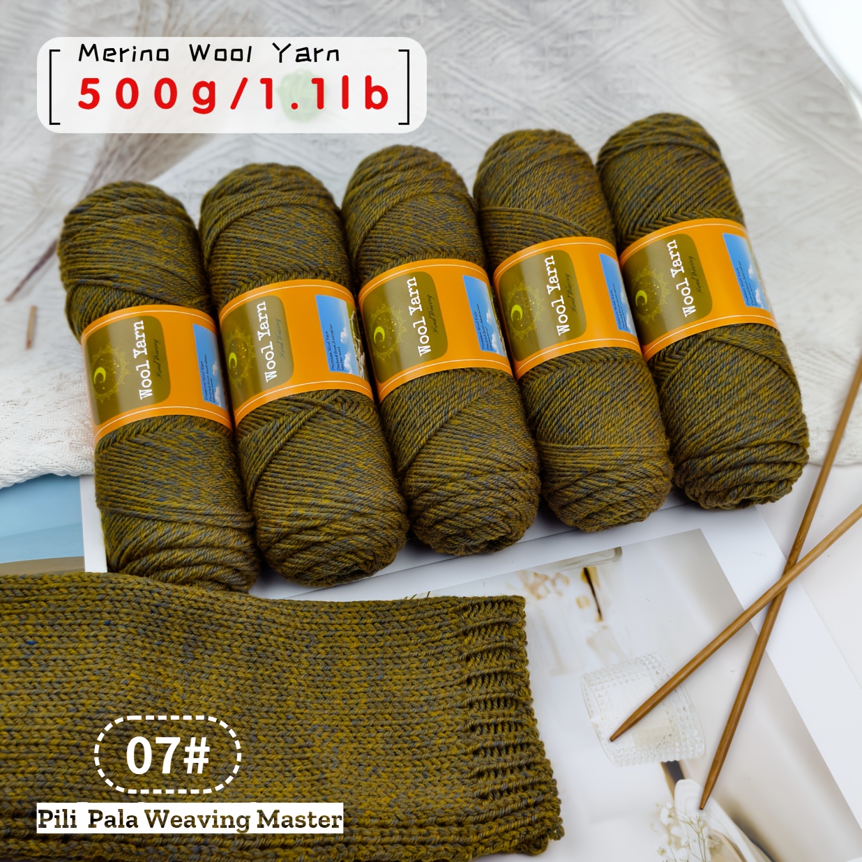 Image of 5pcs Colorful Merino Wool Yarn - 500g/1.1lb, Premium Hand-knitted Wool Yarn For Knitting And Crocheting Sweaters, Scarves, Coats, Hats, Other Autumn And Winter Clothes, 100g/3.53oz Each