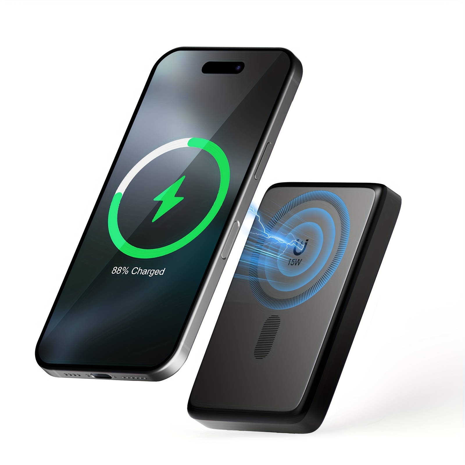Image of 10000mah Magnetic Mobile Power Bank, Featuring Strong Magnetic And A , Pd 20w Fast Charging With A Built-in Cable And Metal Stand, Compatible With Usb C, Suitable For Iphone, Galaxy