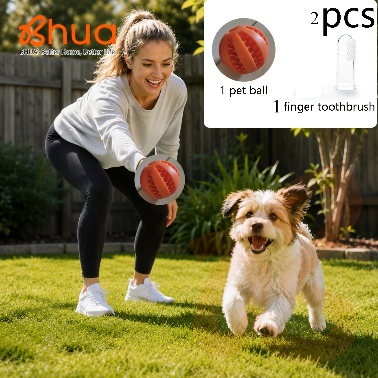 TEMU 2pcs Set: 1 Orange Chewable For Pets And 1 Transparent Finger Toothbrush. Cartoon-style Interactive Elastic Treat-dispensing Ball, Suitable For