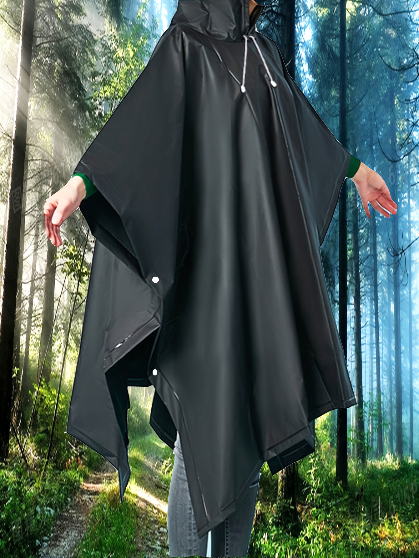unisex high quality hiking rain poncho black eva raincoat Temu
