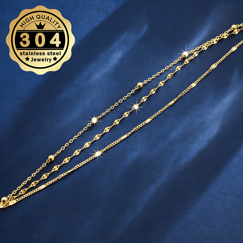 Women's 304 Stainless Steel Three-Layer Anklet, Stylish Design