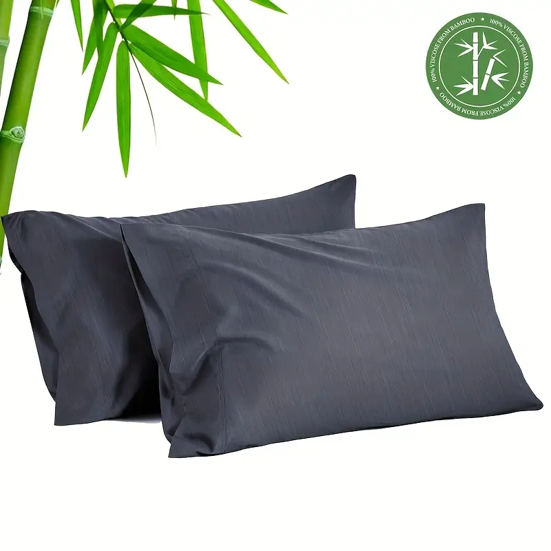 2pcs summer cooling bamboo fiber pillowcases 30 bamboo fiber 70 microfiber material breathable and comfortable soft cooling pair set for couples envelope design for   and washing bedroom decorative pillowcases Product details 3