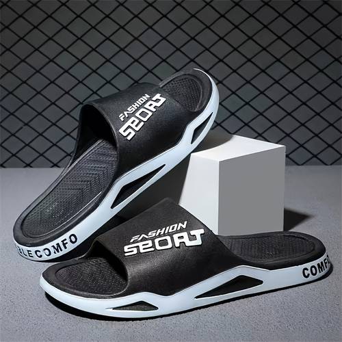mens sport graphic non slip eva material comfortable round toe design durable footwear for indoor outdoor use beach hiking daily wear with blue scheme beach footwear sporty