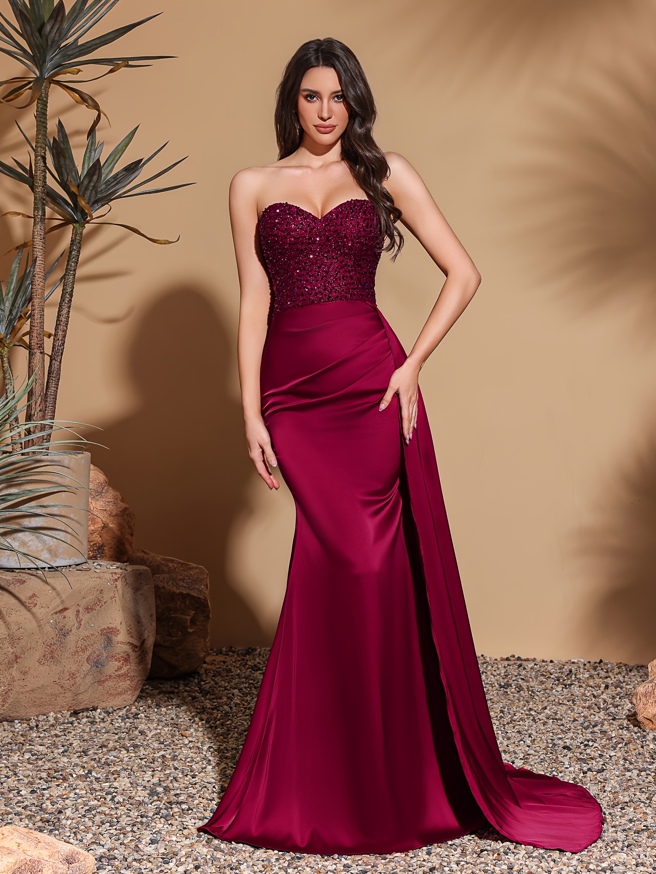 velvet waist pleated side floor length skirt sequin Temu Chile