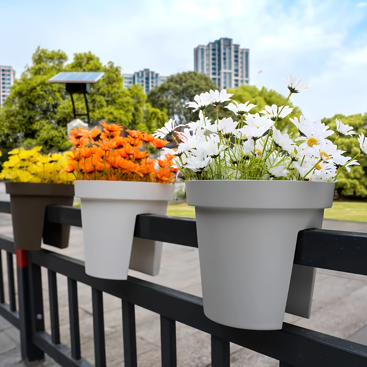 gardening creative multi color options round balcony railing no installation required  