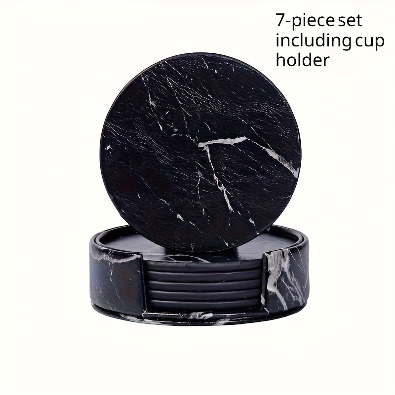 Premium Marble-effect Coaster Set - 7pcs Non-slip, High Quality, Heat-resistant Coasters For Home, Bars And Coffee Shops In