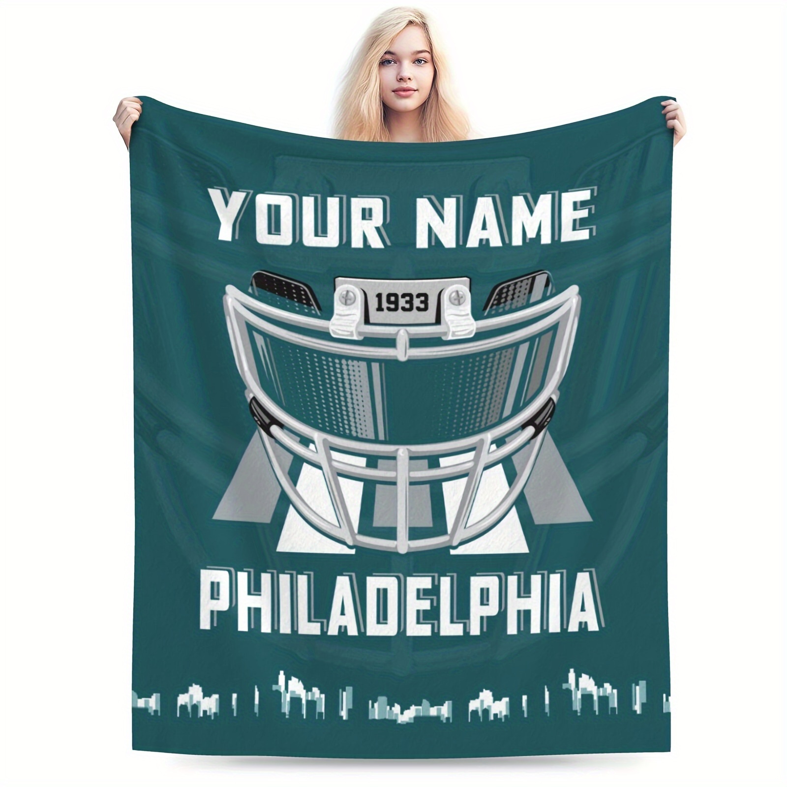 

Customizable Philadelphia Football Fleece Blanket - Personalized Name, Perfect Gift For Sports Enthusiasts, Cozy Throw