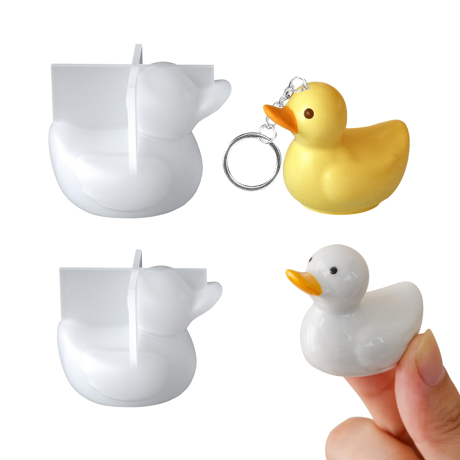 TEMU 2pcs 3d Mini Duck Silicone Molds For Resin Casting, Cute Epoxy Resin Keychain Molds For Diy Candle Soap Making Ornaments Decor