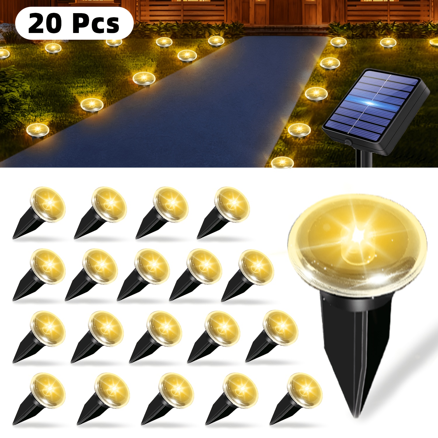 Image of 40/30/20/10pcs Solar Outdoor Lawn Lights, 12 Auto - Garden Patio Lights For Gardens, Camping, , Walkways, Dances, Parties & Weddings, Perfect For Decor