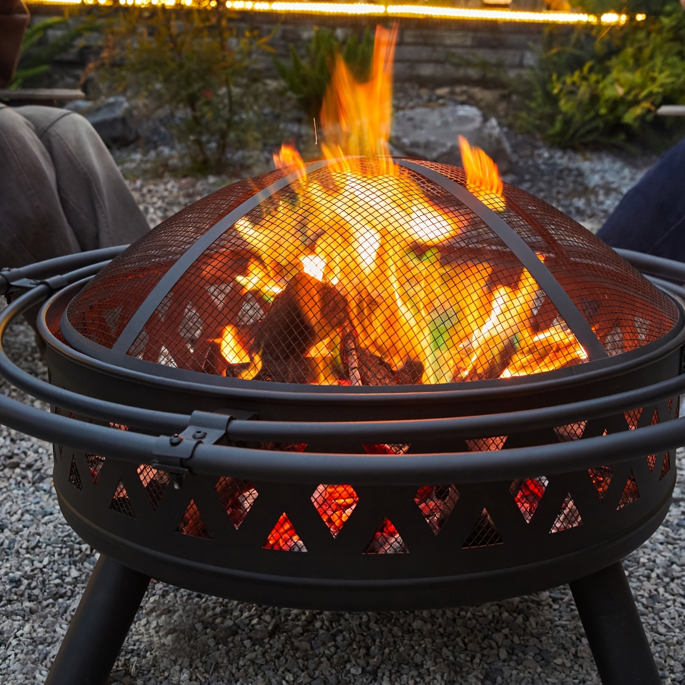 

Ideal For Backyard Gatherings And Social Events, Papajet 35-inch Wood-burning Crossweave Fire Pit Equipped With Spark Guard And Fire Poker