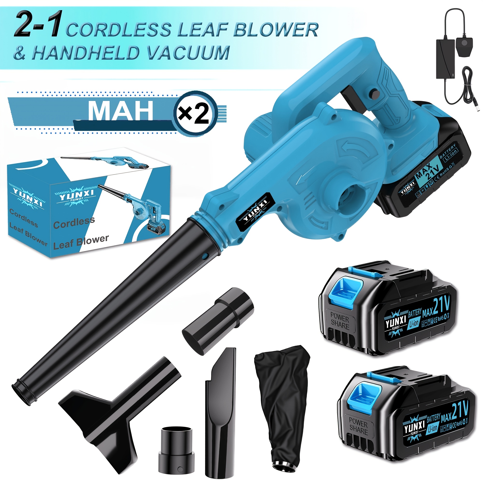 item picture 21v high power blower cordless blade blower   lithium battery including charger lightweight design   disperses fallen leaves and snow on yards lawns garden cleaning     and decks perfect new years gift