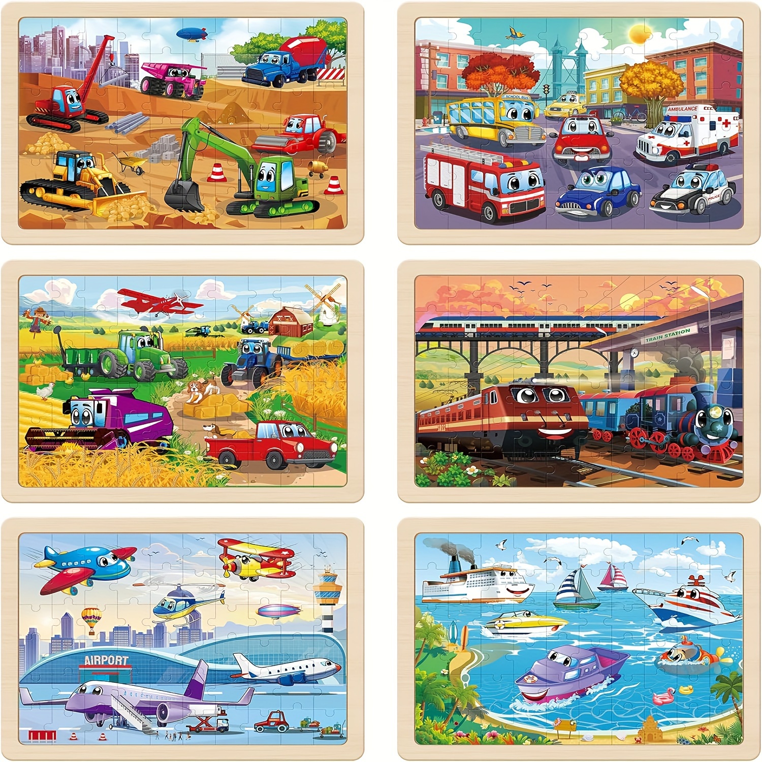 

Synarry Wooden Vehicle Puzzles For Kids 4-6, 60 Pcs Jigsaw Puzzles Preschool Educational Toys Gifts For Children 4-8, Kids Puzzles For 4+ Year Olds Boys Girls, Wood Puzzles 3