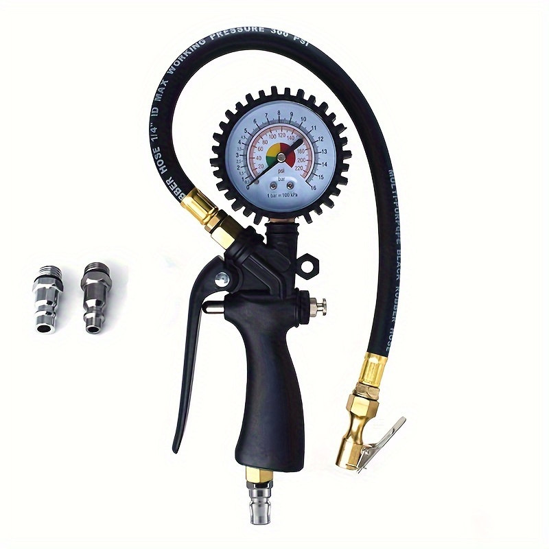 

Heavy Duty Tire Inflator With Pressure Gauge 0-230psi, Air Chuck And Compressor Accessories, Insulated Material, Car Truck Tyre Pressure Monitoring Tool, Precision Dial Vehicle Tester, Inflation