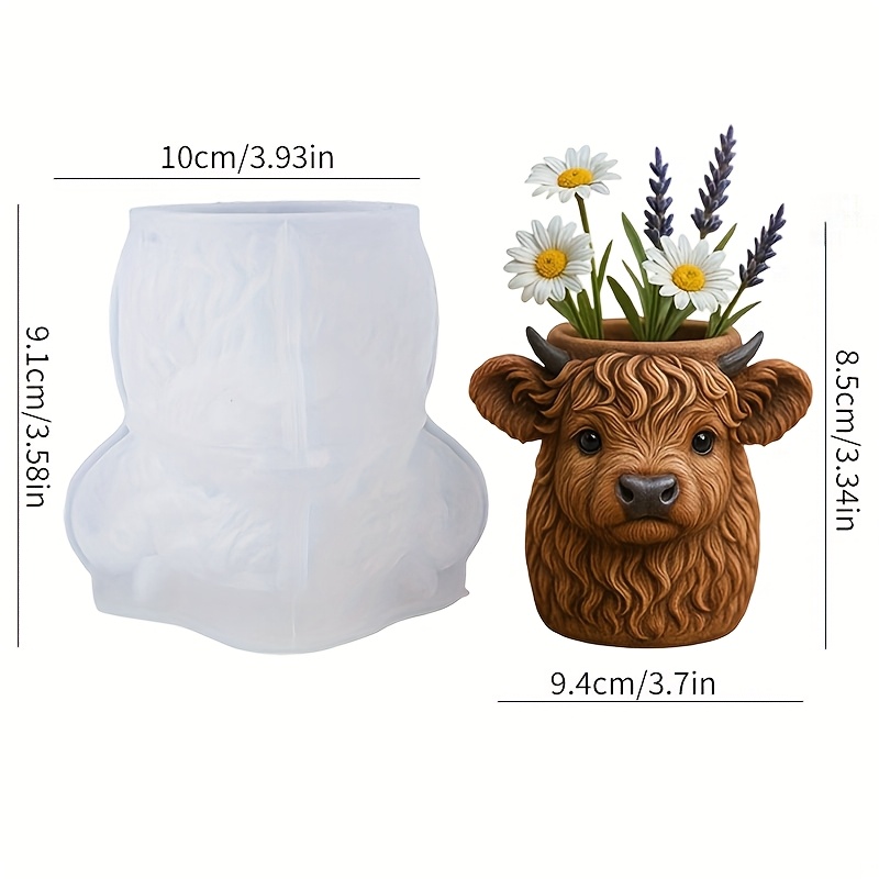 TEMU Resin Silicone Mold - 1 3d Mountainous Highland Calf Silicone Mold, Resin Silicone Mold With Detailed And Exquisite Fur Design, A Cute Animal