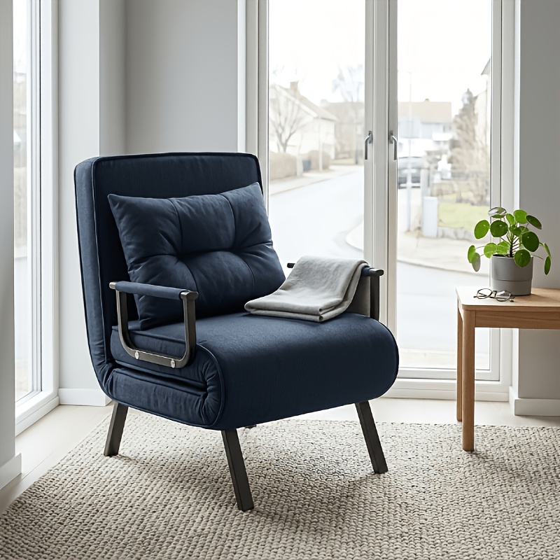 Image of Home Office Compact Multifunctional Sofa Chair 4 Functional Fold Out Sleeper Sofa With Adjustable Backrest, Cushion & Sturdy Metal Frame, Cozy Lounge For Autumn Winter Daily Rest