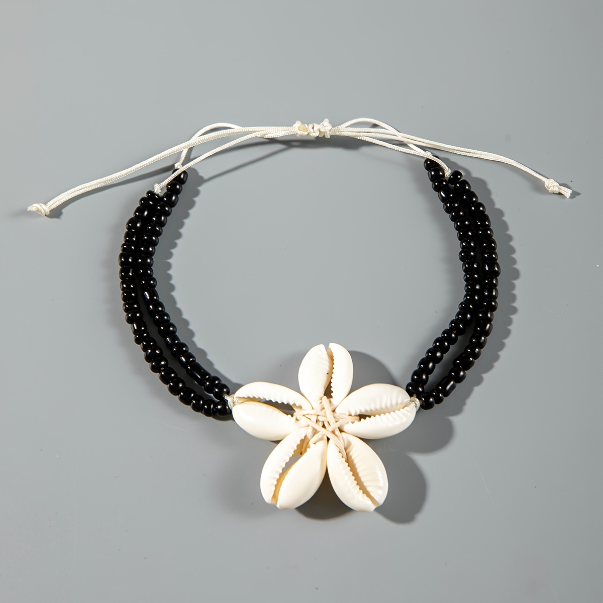 Bohemian Ocean Style Resin Scallop Woven Flower Anklet
