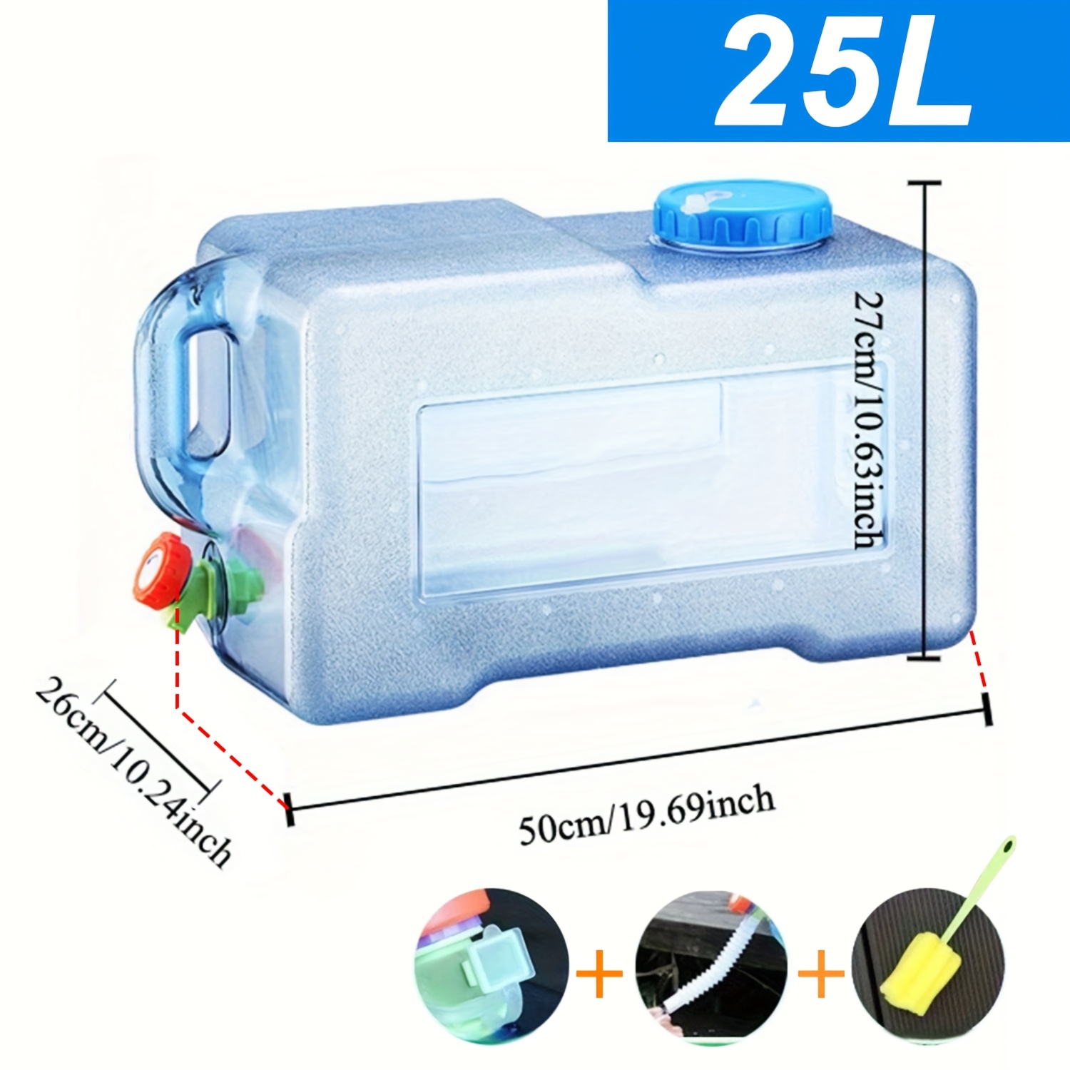 Image of 1pc Portable Pc Water Tank With Faucet, Outdoor Camping Drinking Water Storage, Blue Water Storage Bucket, 0.79-6.60 Gallon Container, Christmas