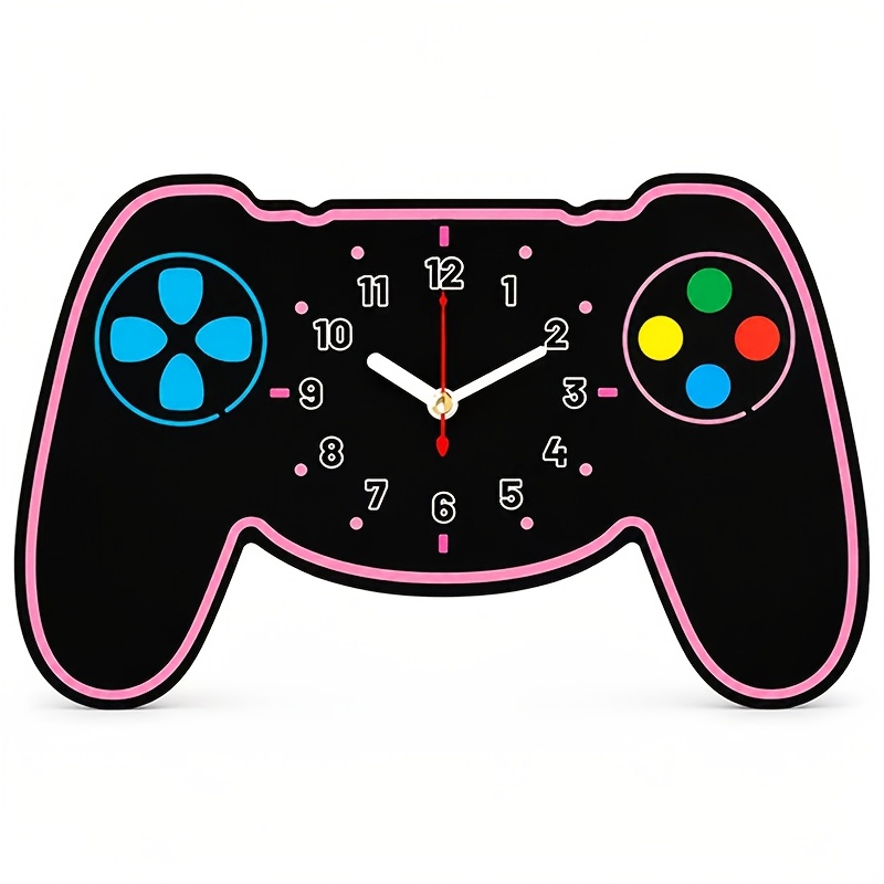 TEMU 1 stuk Gamecontroller-vormige Wandklok, Zwarte Esports-stijl Kwartswandklok, Creatieve Wanddecoratieklok, Geschikt voor Slaapkamer, Speelkamer,