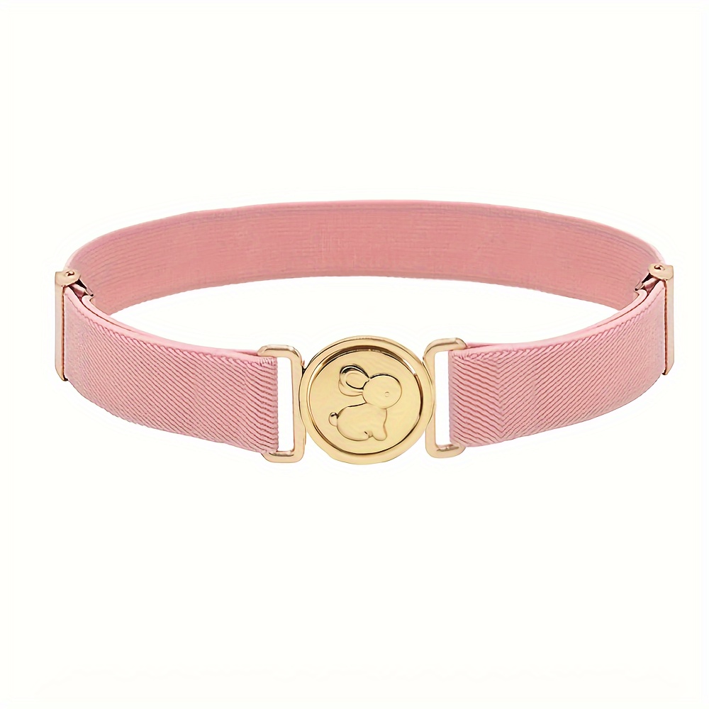 Black Elastic Belt For Girls With Cute Alloy - Adjustable Size, Perfect For Jeans & Dresses, Fabric, Ideal Holiday Gift, Cute Belt