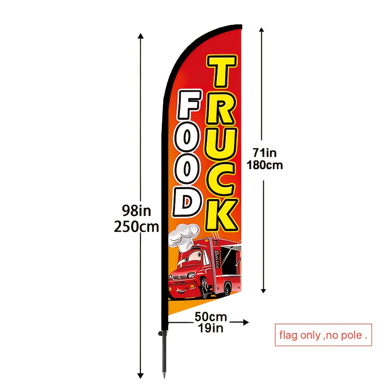 TEMU [" Truck] Drapeau Plume Thème Mobile, 6.5 Pieds de Hauteur (Mât Non ), Matériau Polyester, Convient aux Food Trucks, , Marchés , Festivals