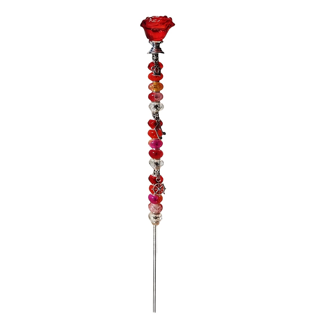 Kit di 190 bastoncini da giardino con perline, fai da te, con 10 tappi di cristallo colorati, 160 assortimenti, perline rotonde con foro grande, per decorazioni esterne (10, sferiche colorate