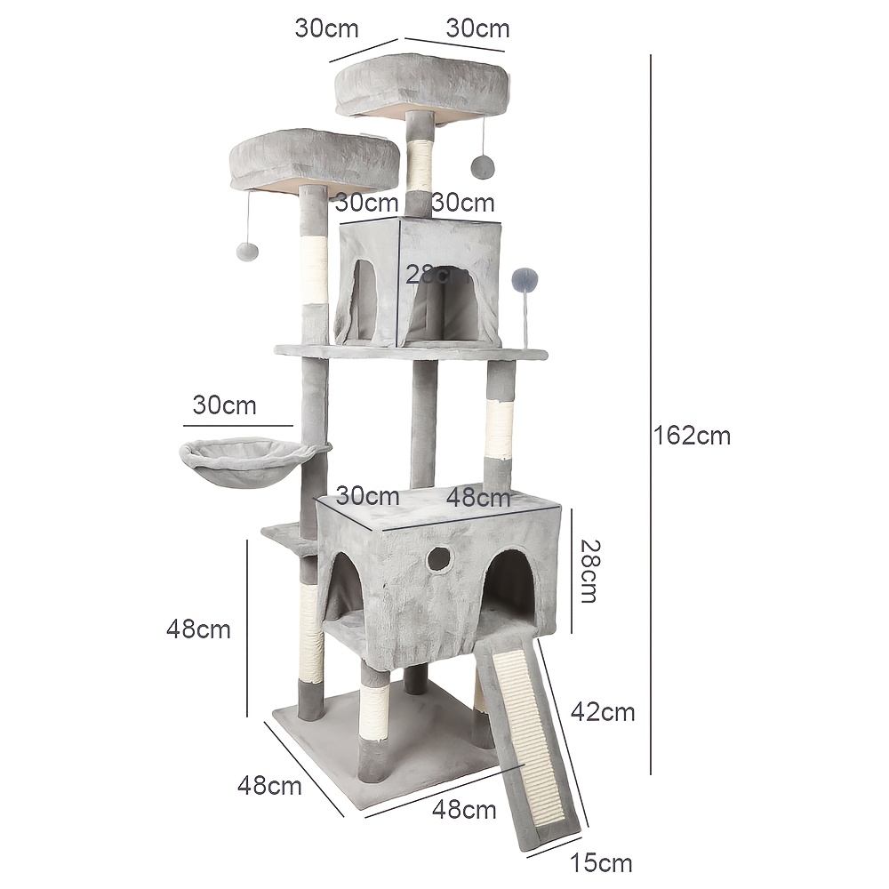 TEMU Cat Tree Cat Scratching Tree Climbing Tree Play Tree For Cats With Viewing Platform Reclining Trough Sisal Trunks Climbing Tree For Small Medium